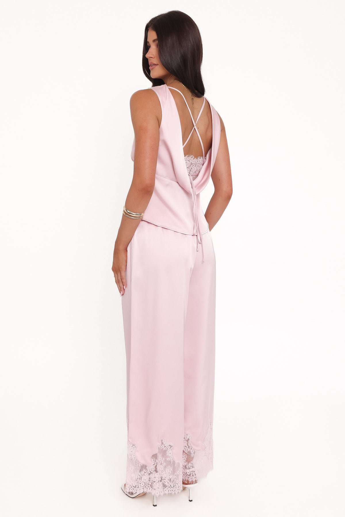 Viola Drawstring Wide Leg Pant in Pale Pink – view 5 of 8