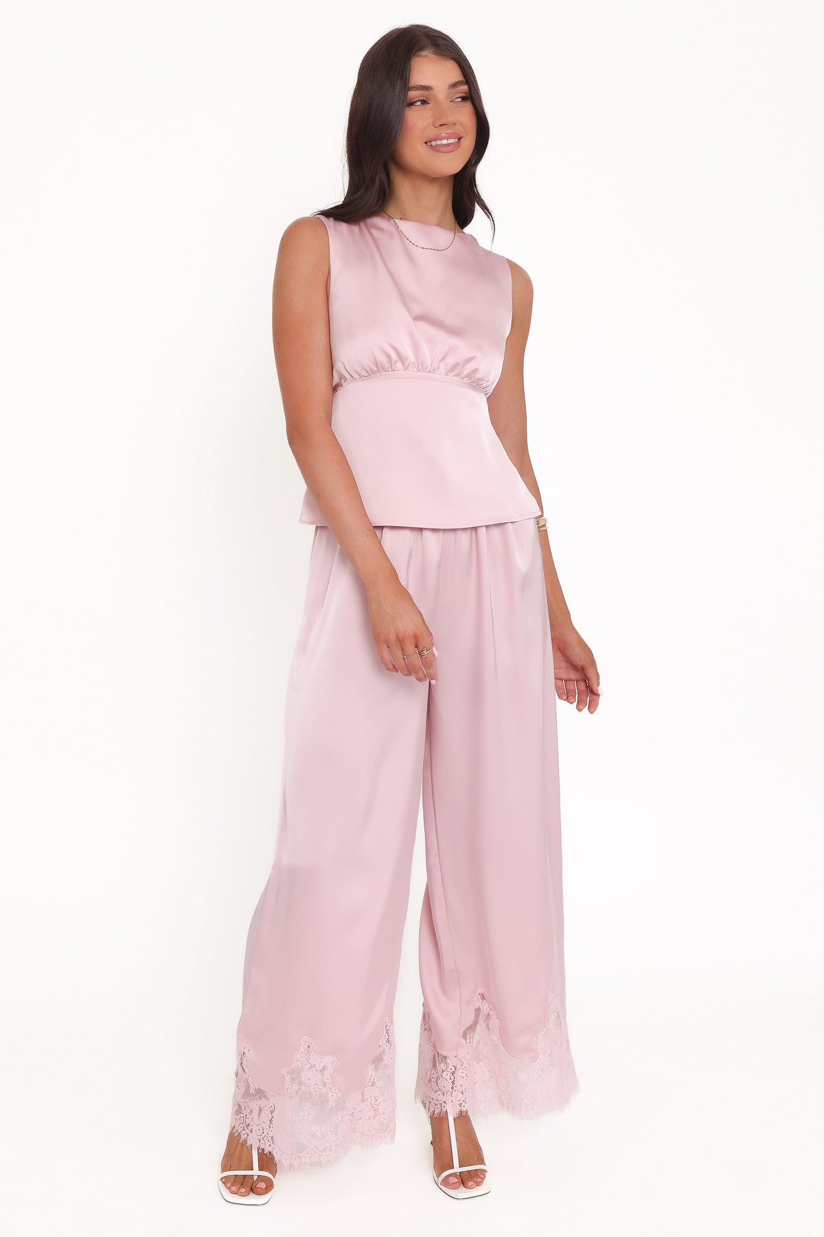 Viola Drawstring Wide Leg Pant in Pale Pink – view 2 of 8