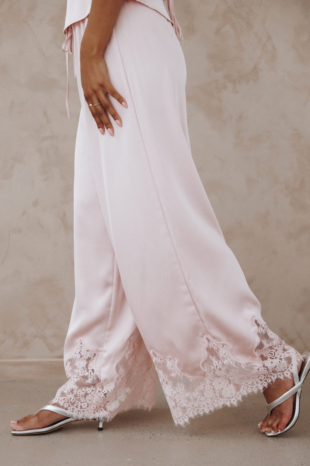 Viola Drawstring Wide Leg Pant in Pale Pink – view 8 of 8
