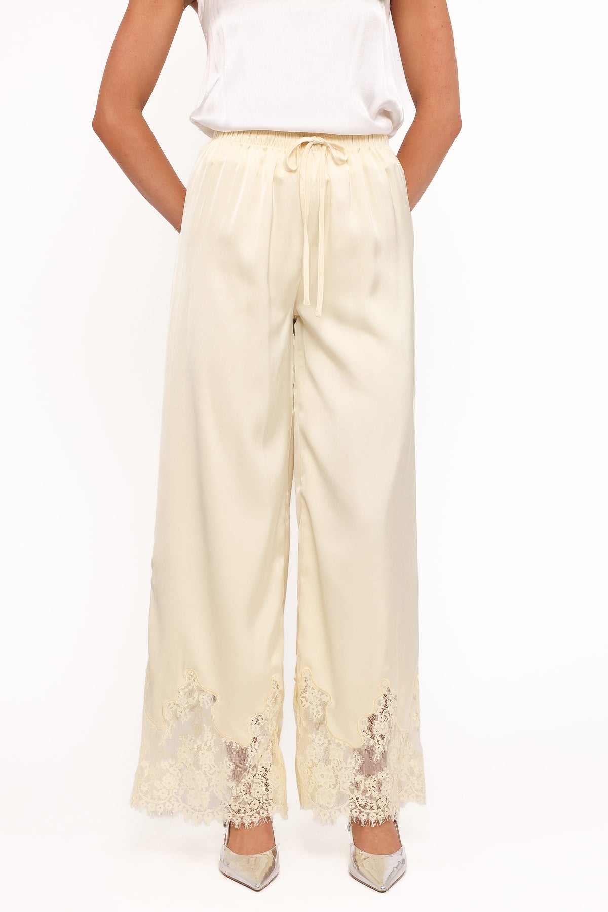 Viola Drawstring Wide Leg Pant in Yellow – view 3 of 8