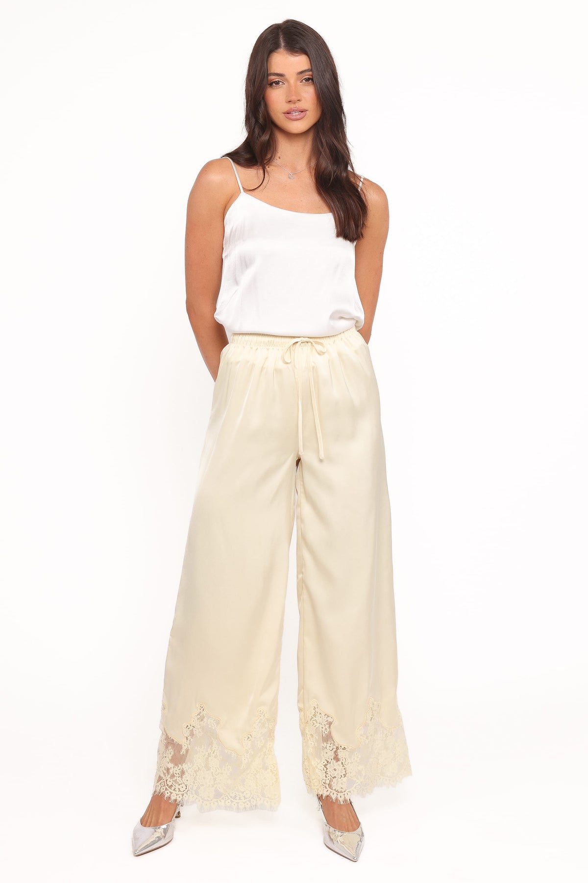 Viola Drawstring Wide Leg Pant in Yellow – view 2 of 8