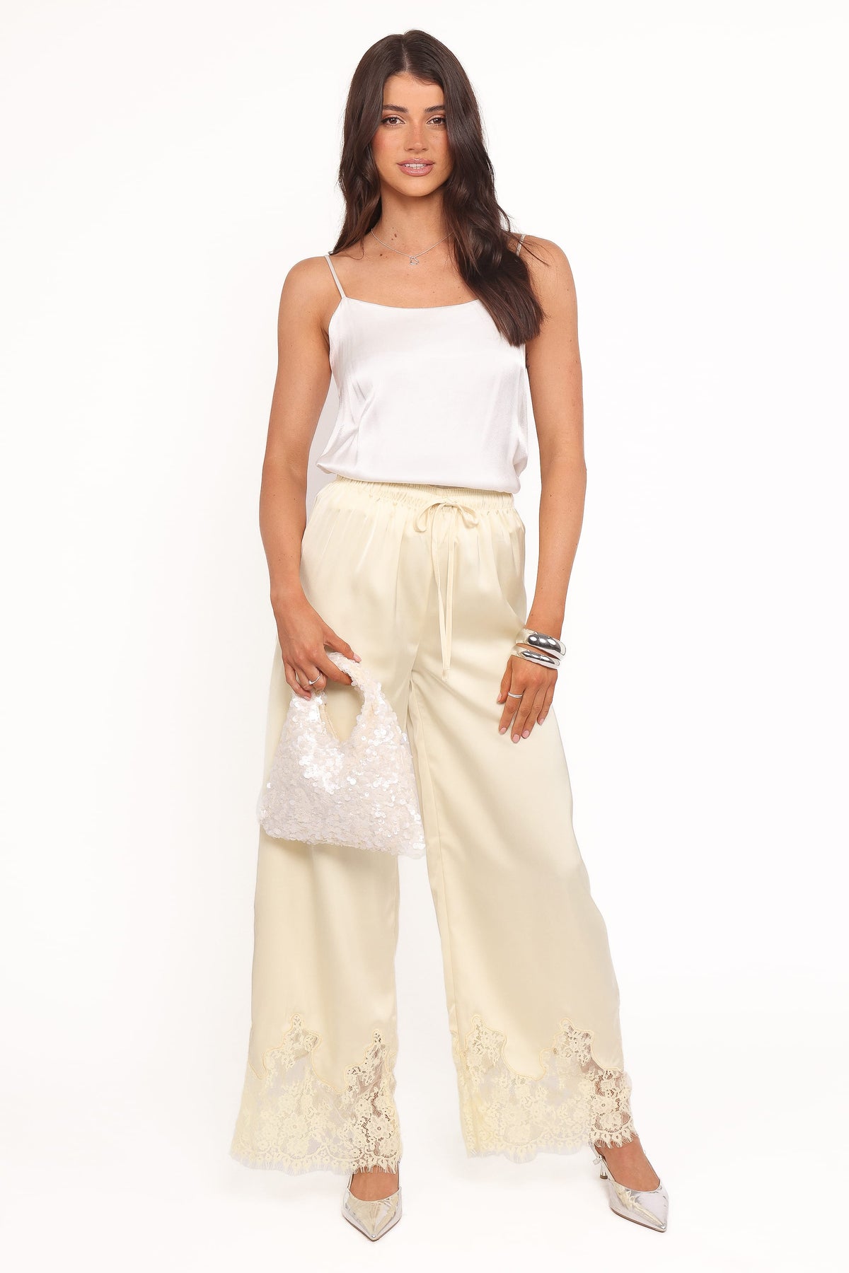 Viola Drawstring Wide Leg Pant in Yellow – view 6 of 8