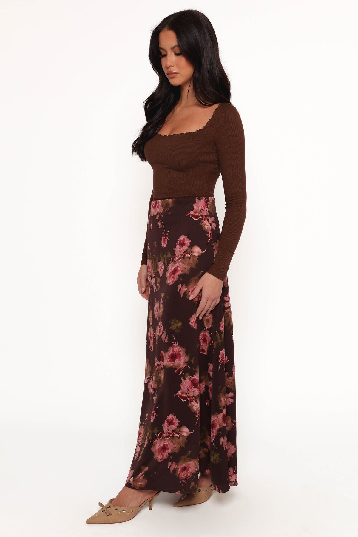 Vivie Midi Skirt in Chocolate Floral – view 5 of 8