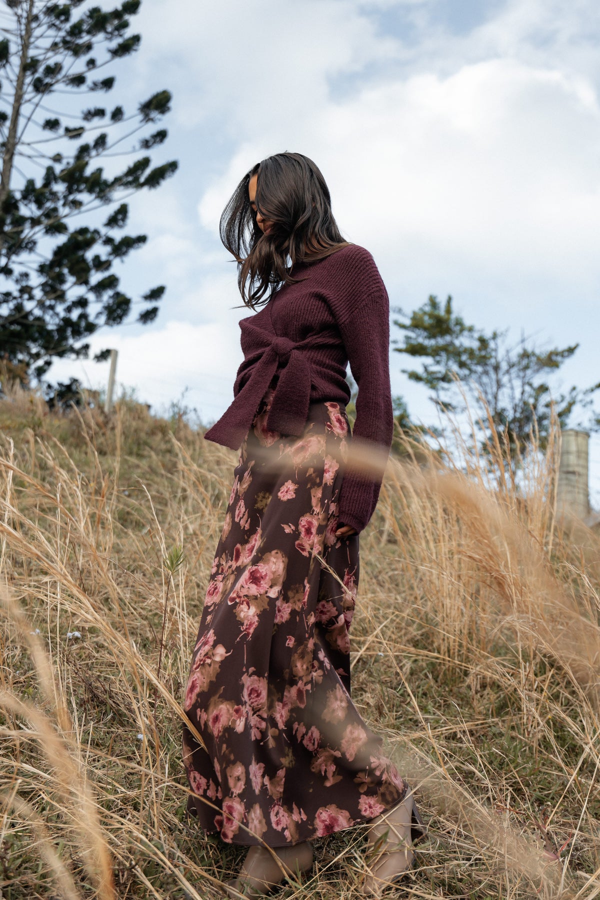 Vivie Midi Skirt in Chocolate Floral – view 1 of 8