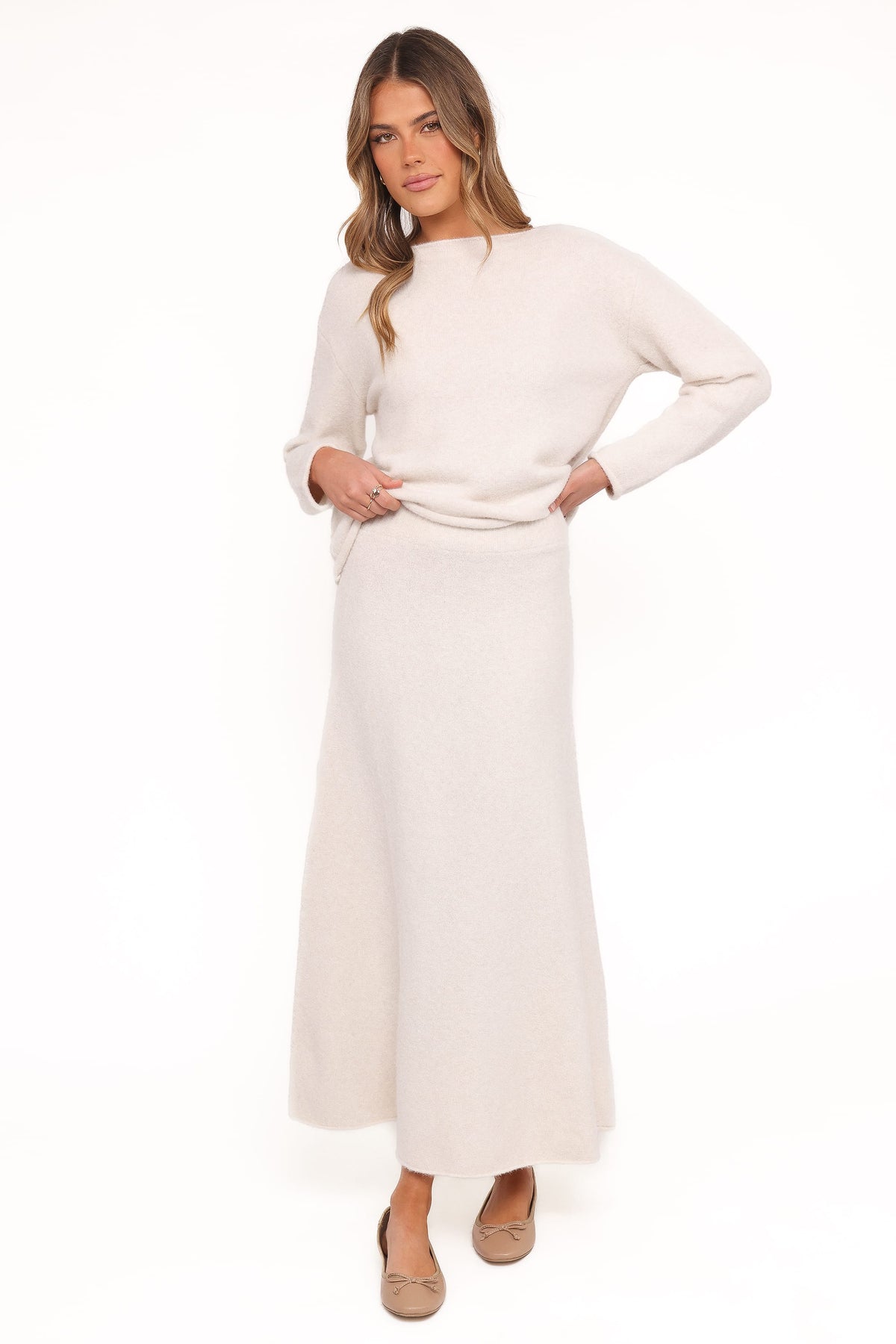 Willis Knitted Skirt in Cream – view 4 of 5
