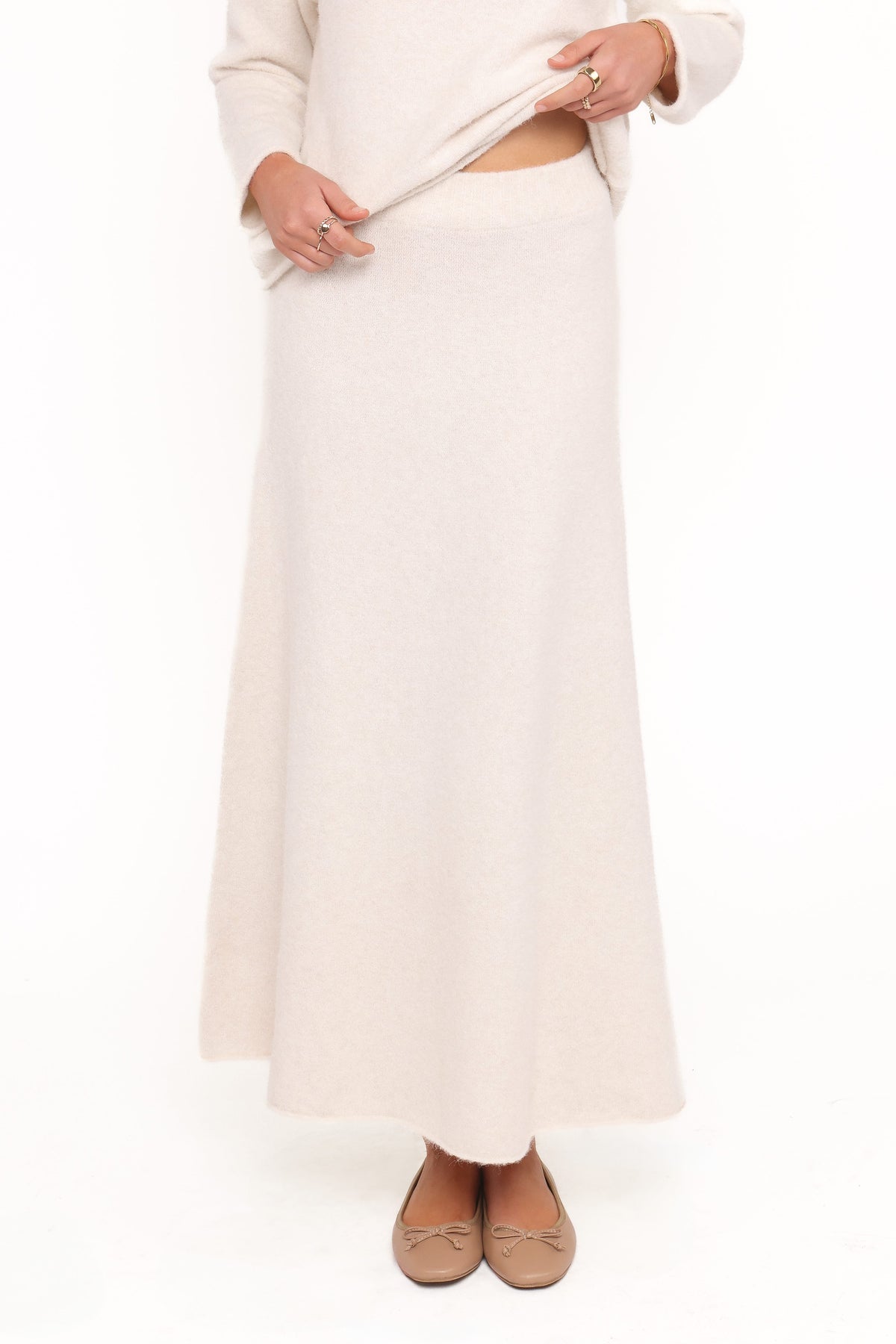 Willis Knitted Skirt in Cream – view 2 of 5