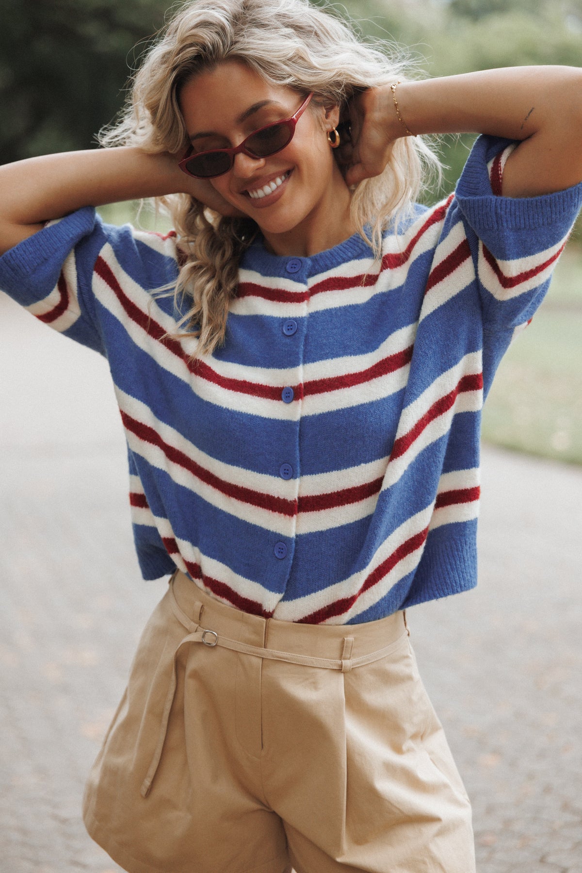 Winona Pleated Front Tailored Long Short in Taupe – view 1 of 8