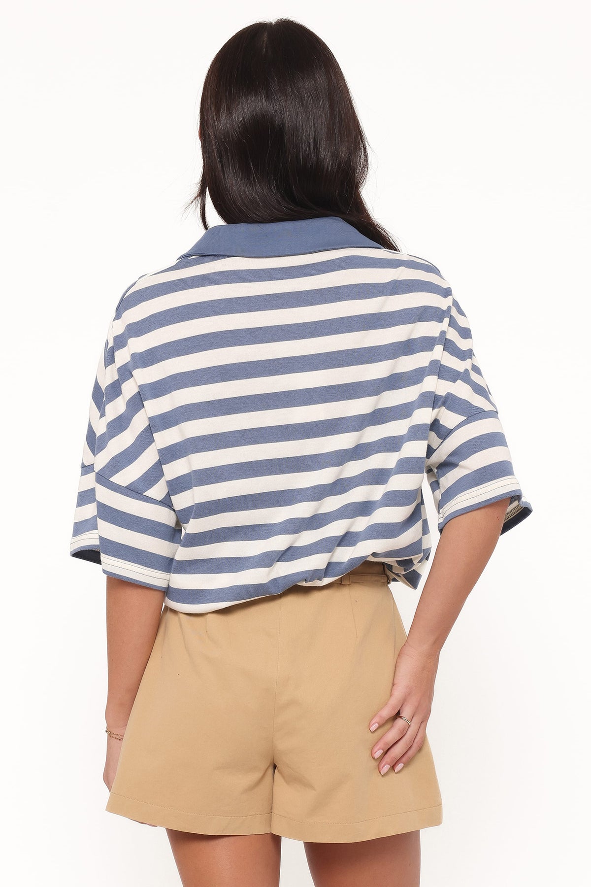 Winona Pleated Front Tailored Long Short in Taupe – view 4 of 8