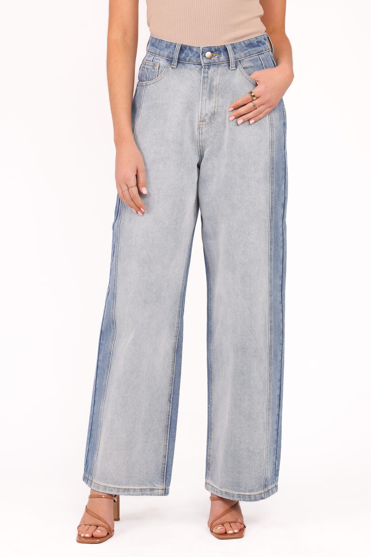 Yuri Wide Leg Jeans in Two Tone Blue – view 3 of 6