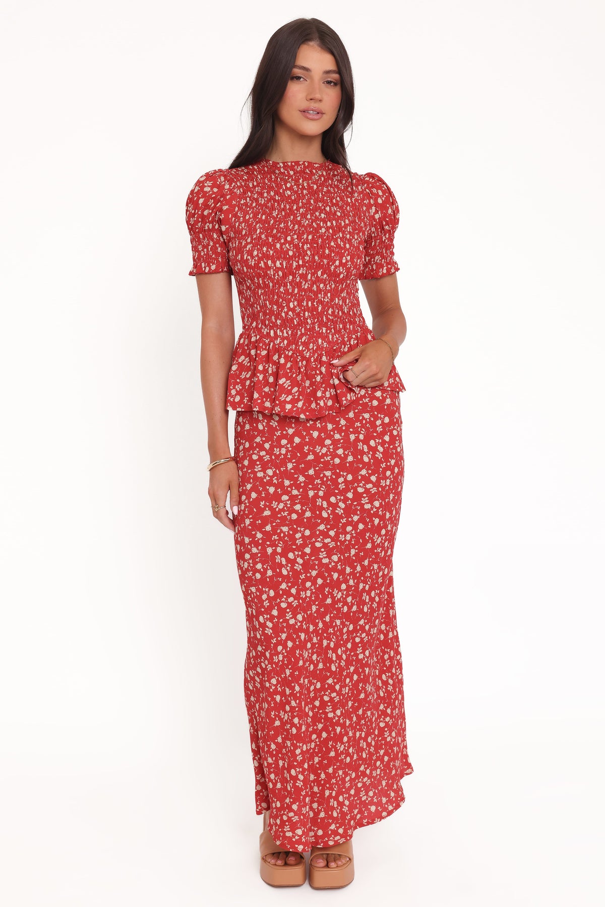 Zoella Maxi Skirt in Red Floral – view 2 of 8