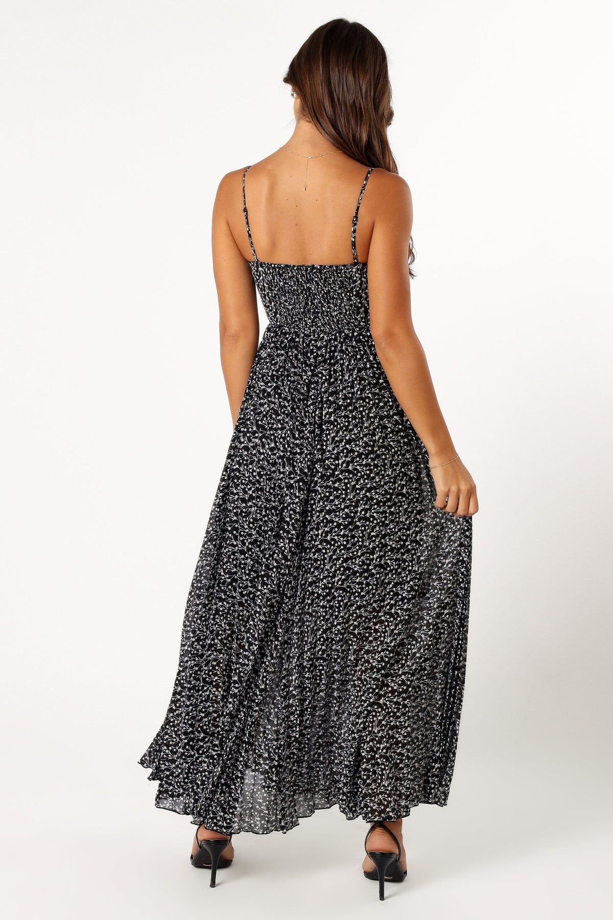 Achanti Pleated Maxi Dress in Black Floral – view 8 of 11