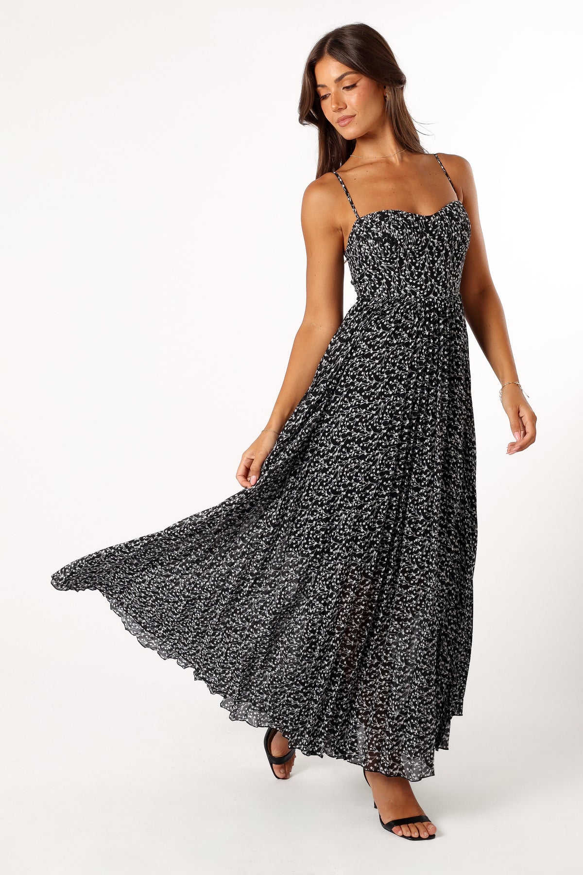 Achanti Pleated Maxi Dress in Black Floral – view 5 of 11