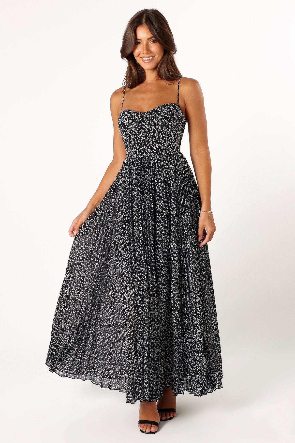 Achanti Pleated Maxi Dress in Black Floral – view 6 of 11