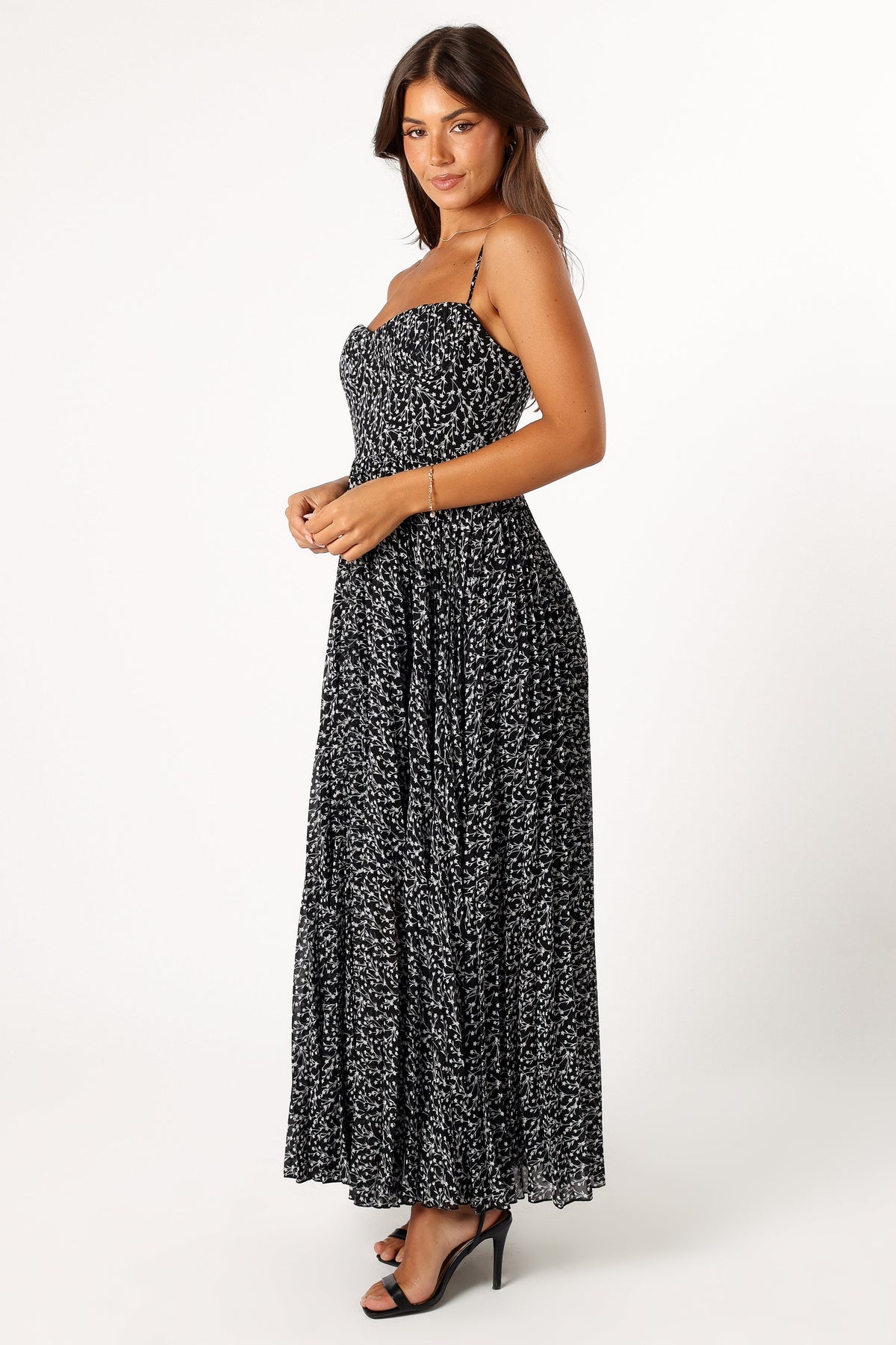 Achanti Pleated Maxi Dress in Black Floral – view 7 of 11