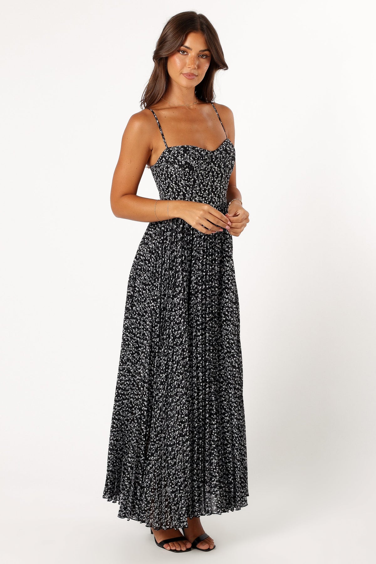 Achanti Pleated Maxi Dress in Black Floral – view 9 of 11