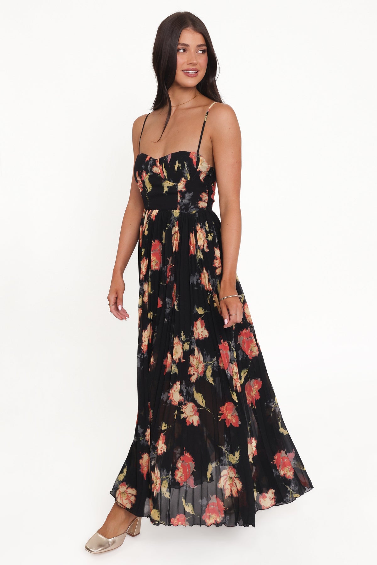 Achanti Pleated Maxi Dress in Black Multi – view 4 of 8