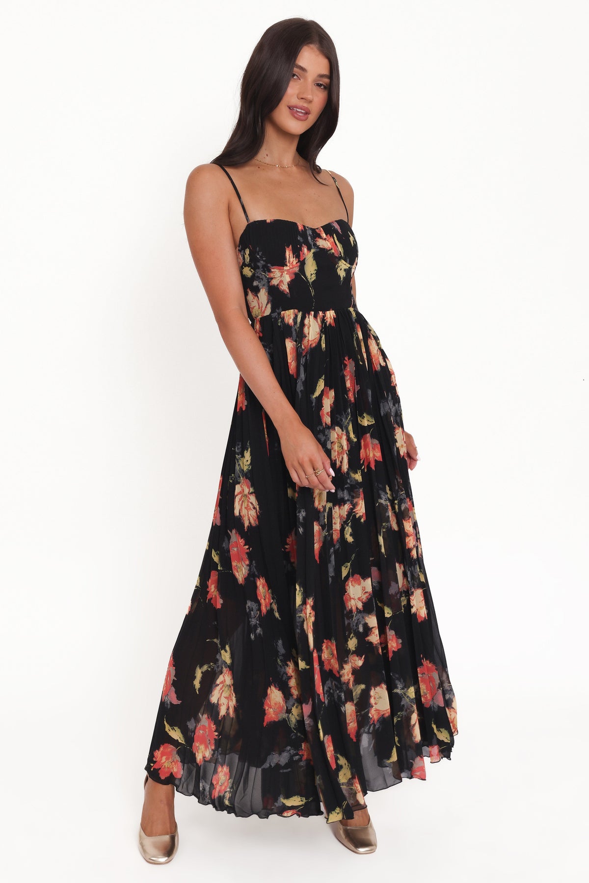 Achanti Pleated Maxi Dress in Black Multi – view 2 of 8