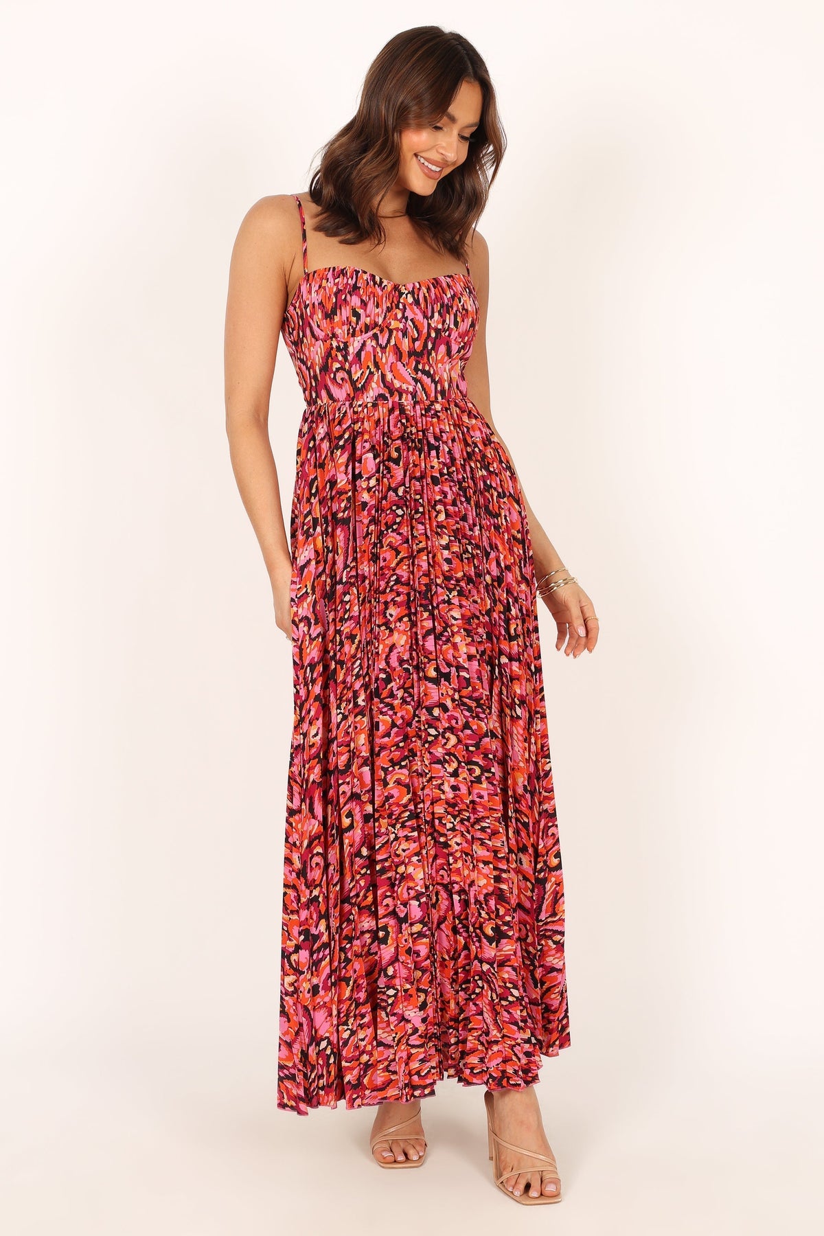 Achanti Pleated Maxi Dress in Pink Multi – view 8 of 14