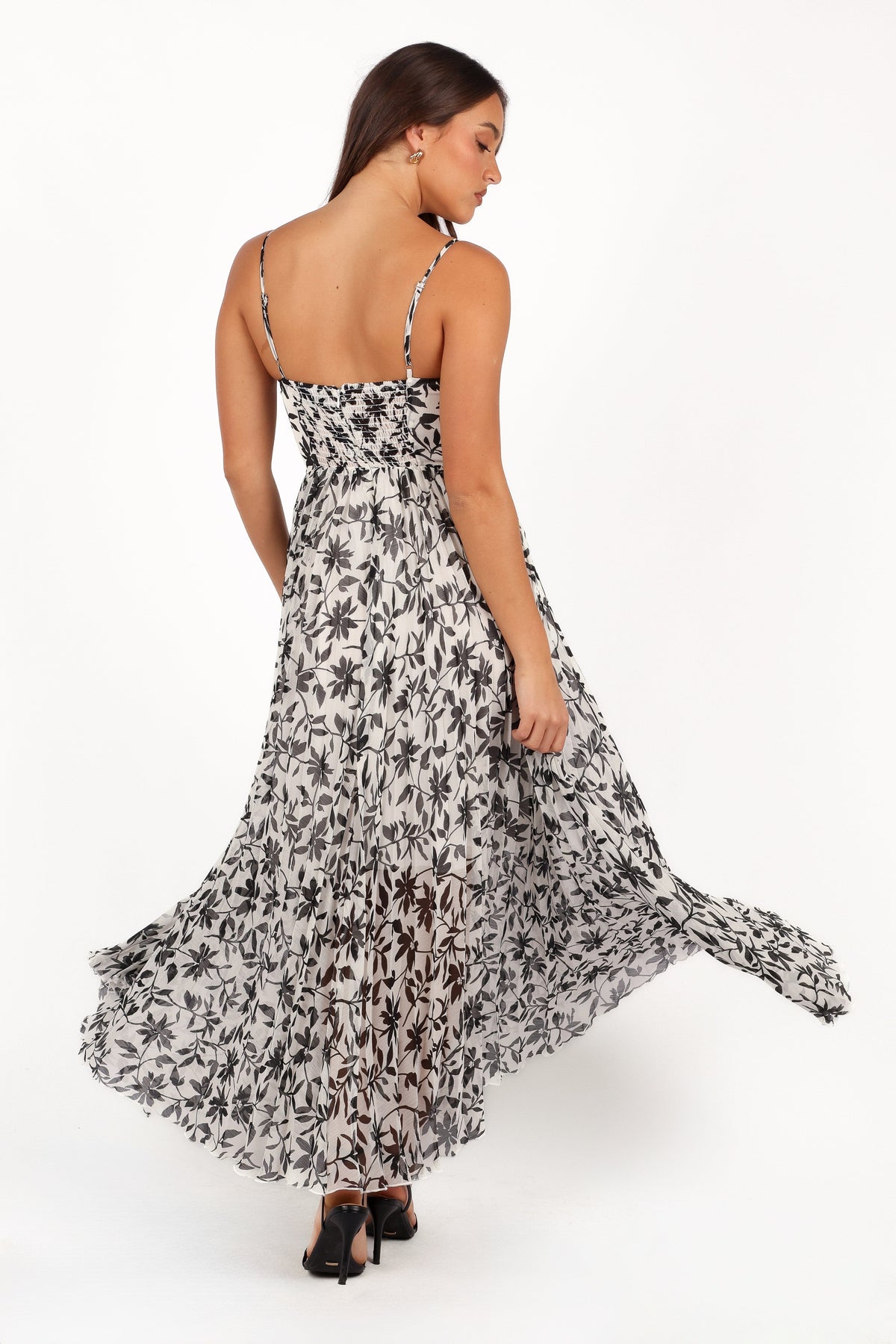 Achanti Pleated Maxi Dress in White Black Floral – view 7 of 9