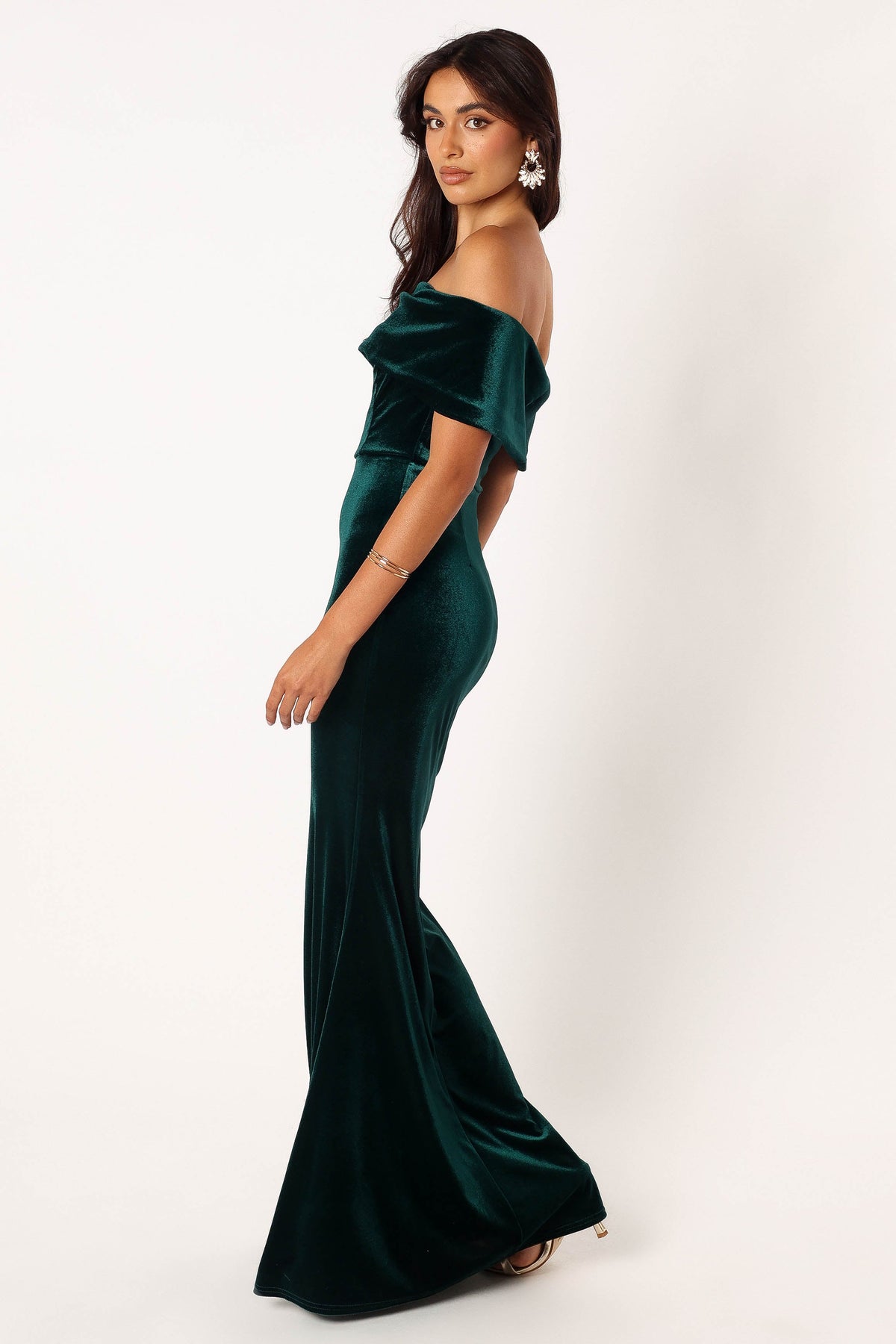 Adair Off Shoulder Maxi Dress in Emerald Green – view 4 of 11