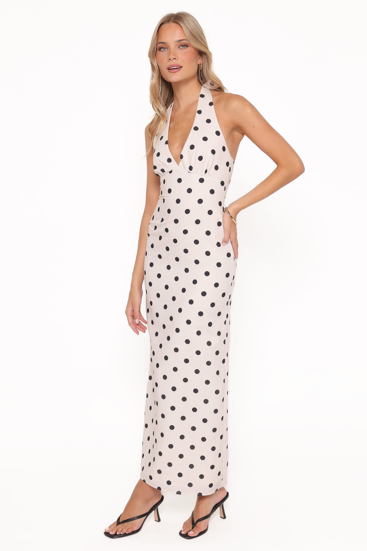 Adora Halterneck Maxi Dress in White Polka Dot – view 5 of 6