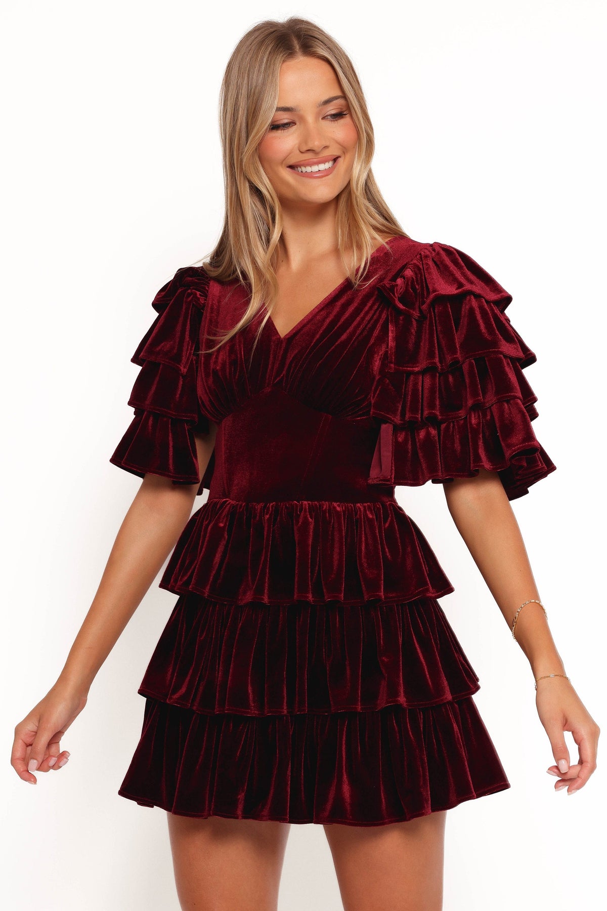 Agnes Mini Dress in Wine – view 3 of 8
