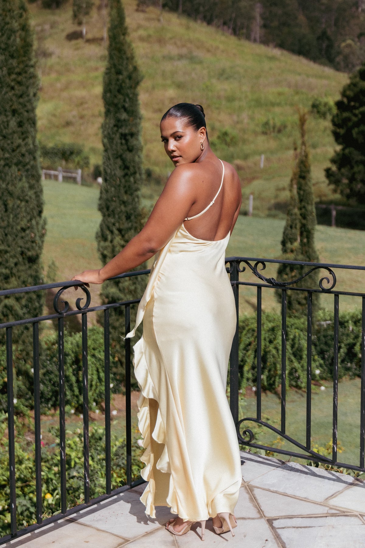 Aila Rosette One Shoulder Dress in Butter Yellow – view 9 of 9