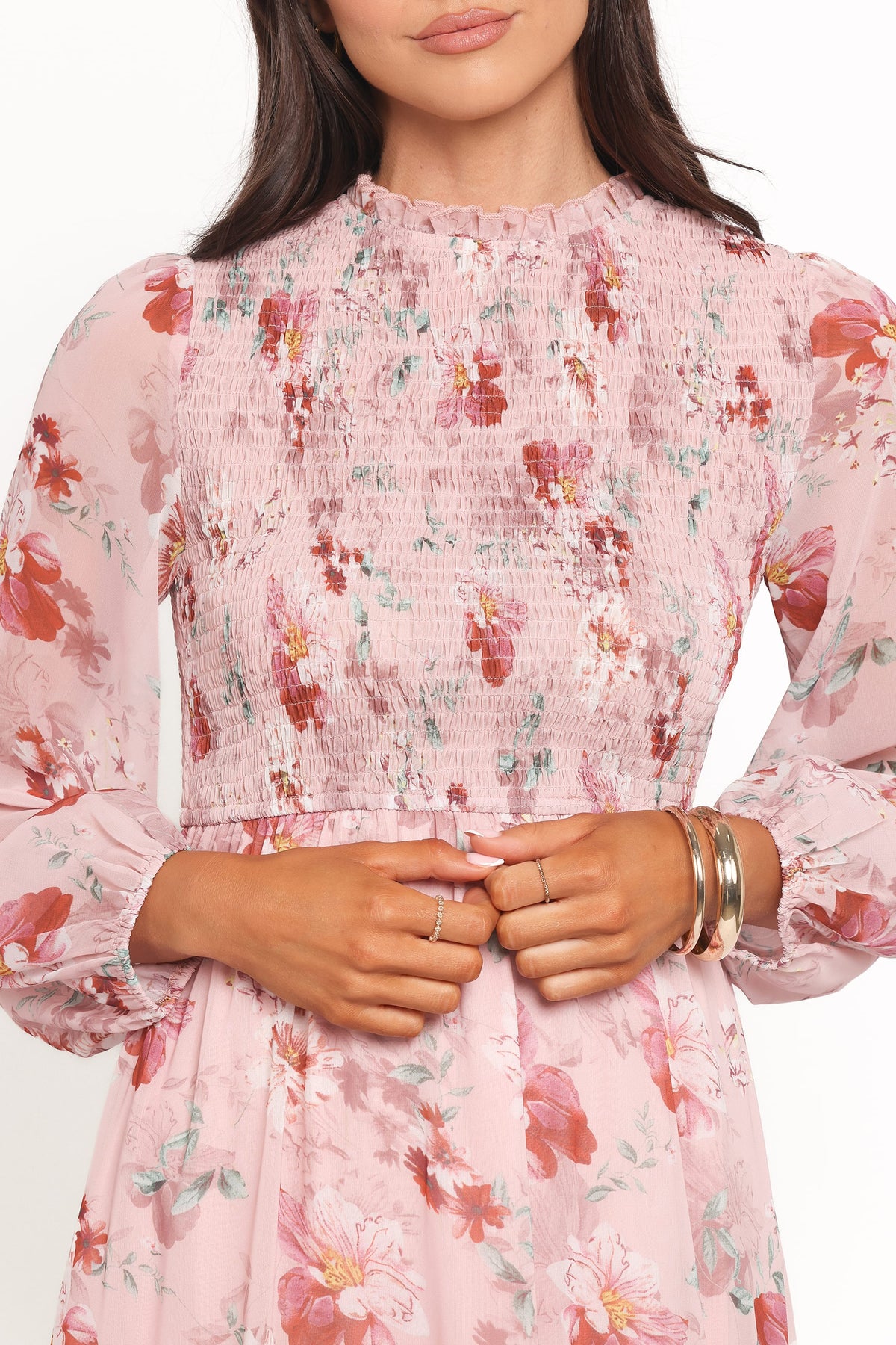 Alamea Long Sleeve Midi Dress in Pink Floral – view 5 of 6