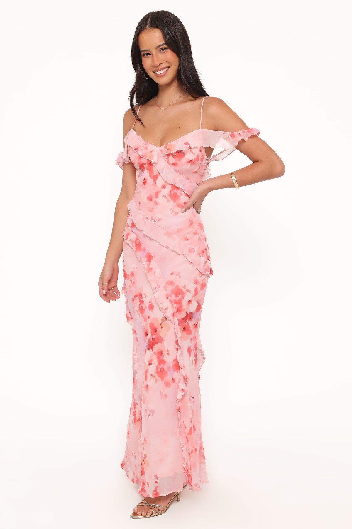 Alexia Off Shoulder Maxi Dress in Pink Floral – view 4 of 8