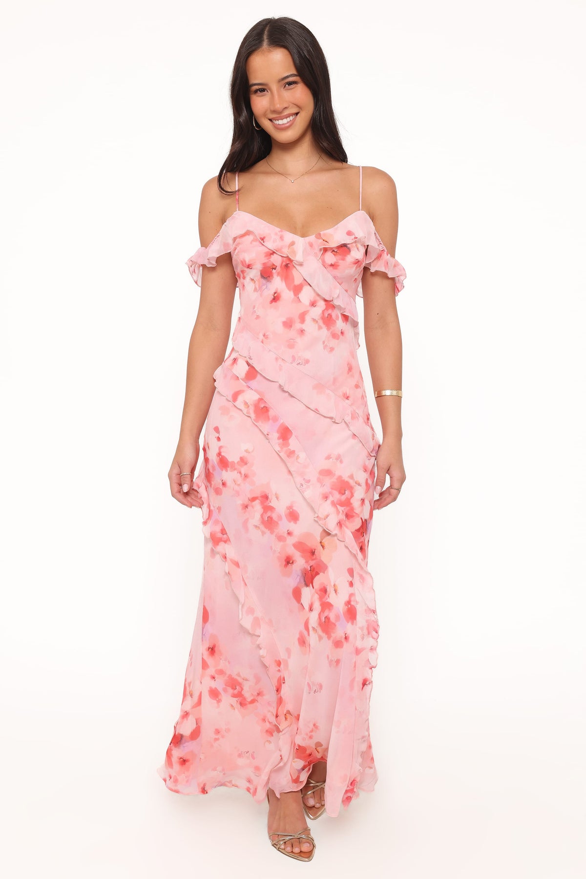 Alexia Off Shoulder Maxi Dress in Pink Floral – view 2 of 8