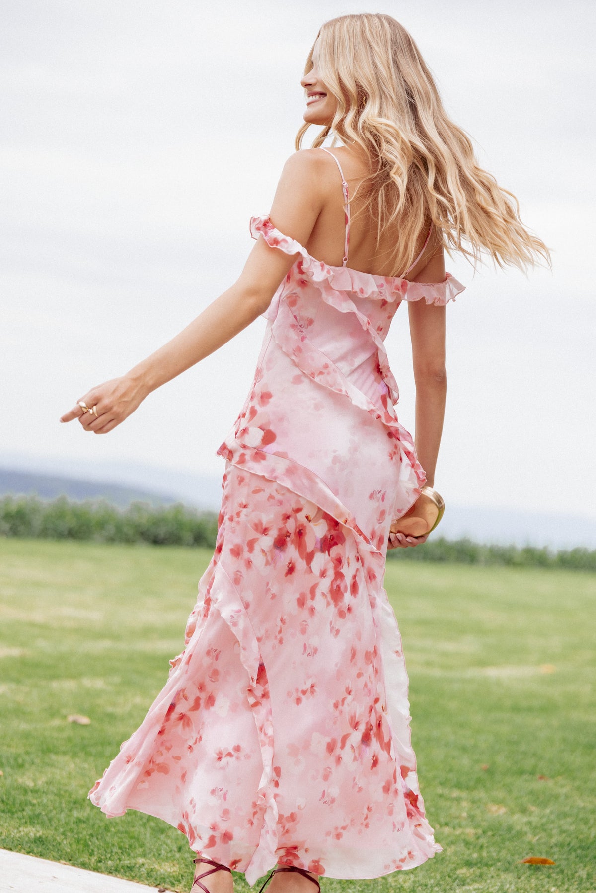 Alexia Off Shoulder Maxi Dress in Pink Floral – view 8 of 8