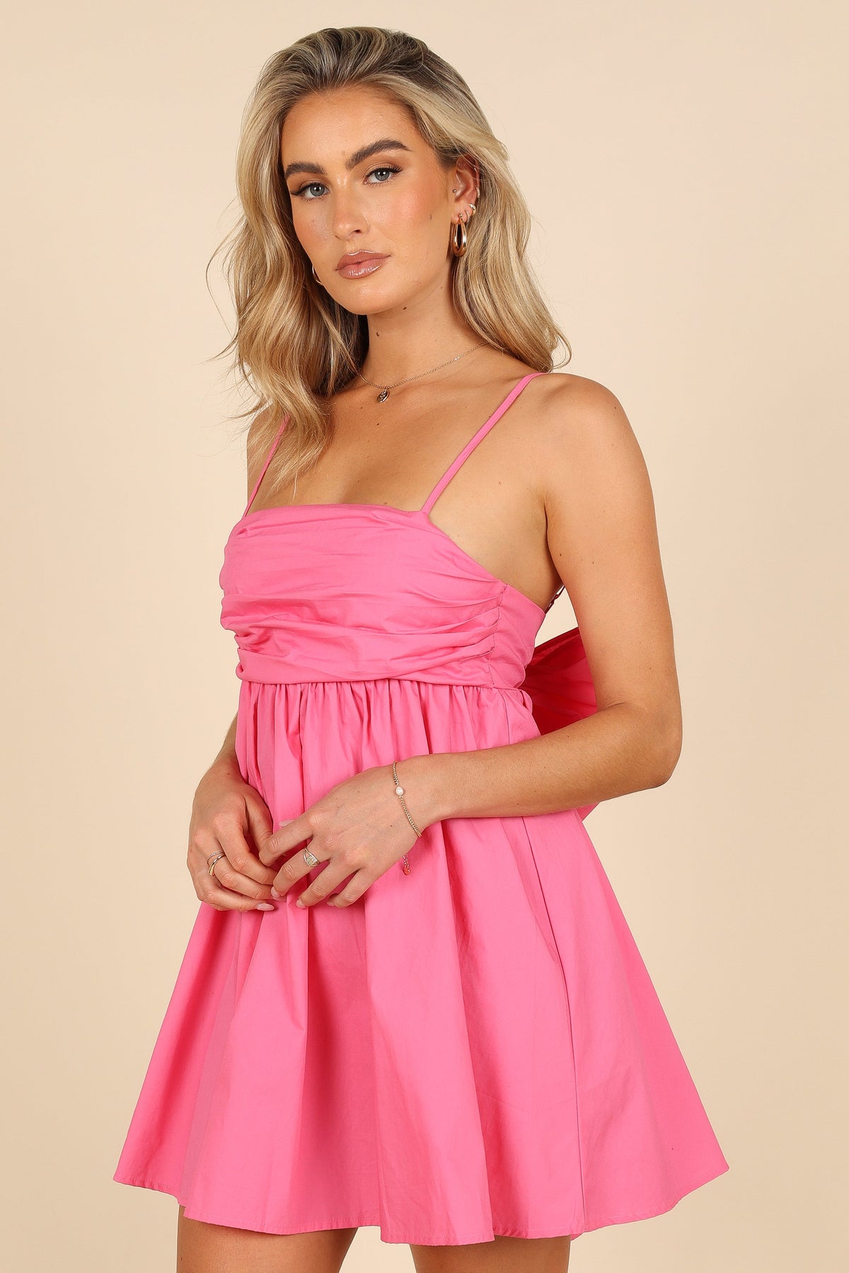 Alice Bow Back Mini Dress in Hot Pink – view 7 of 8