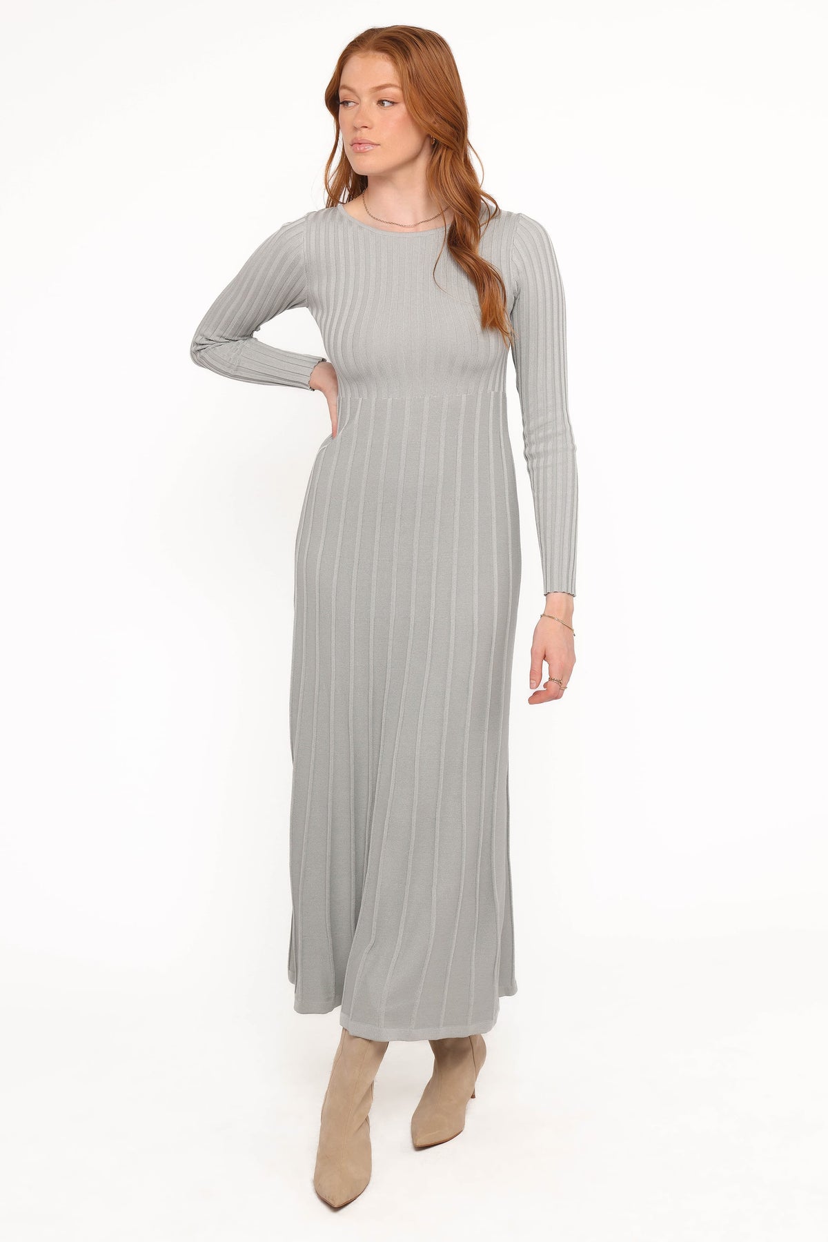 Alison Long Sleeve Maxi Dress in Grey – view 1 of 5