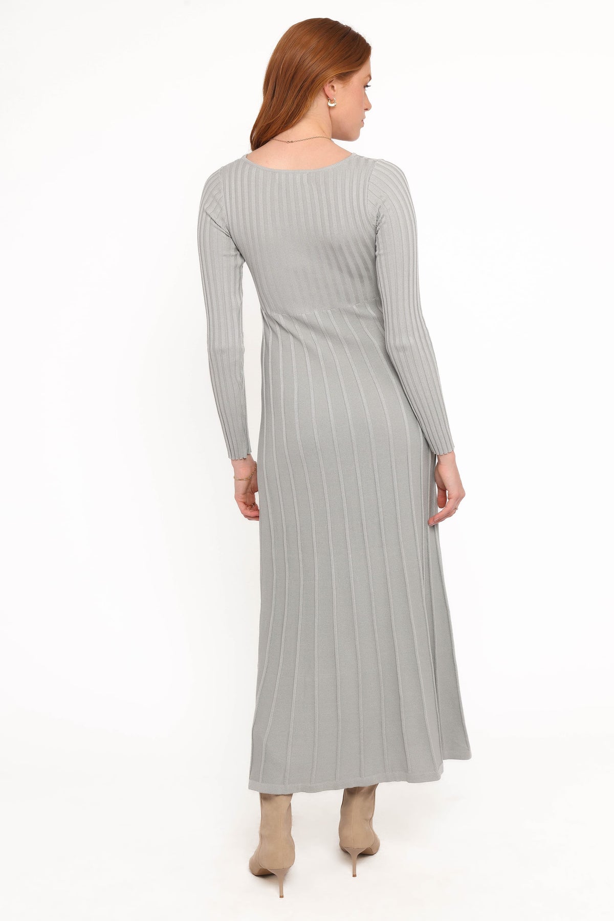 Alison Long Sleeve Maxi Dress in Grey – view 4 of 5