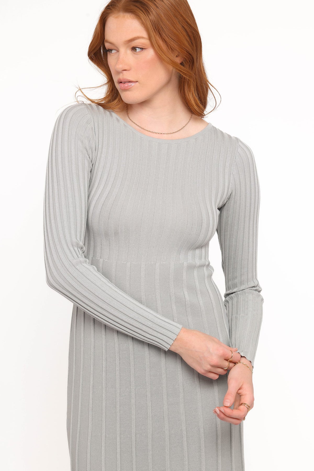 Alison Long Sleeve Maxi Dress in Grey – view 2 of 5