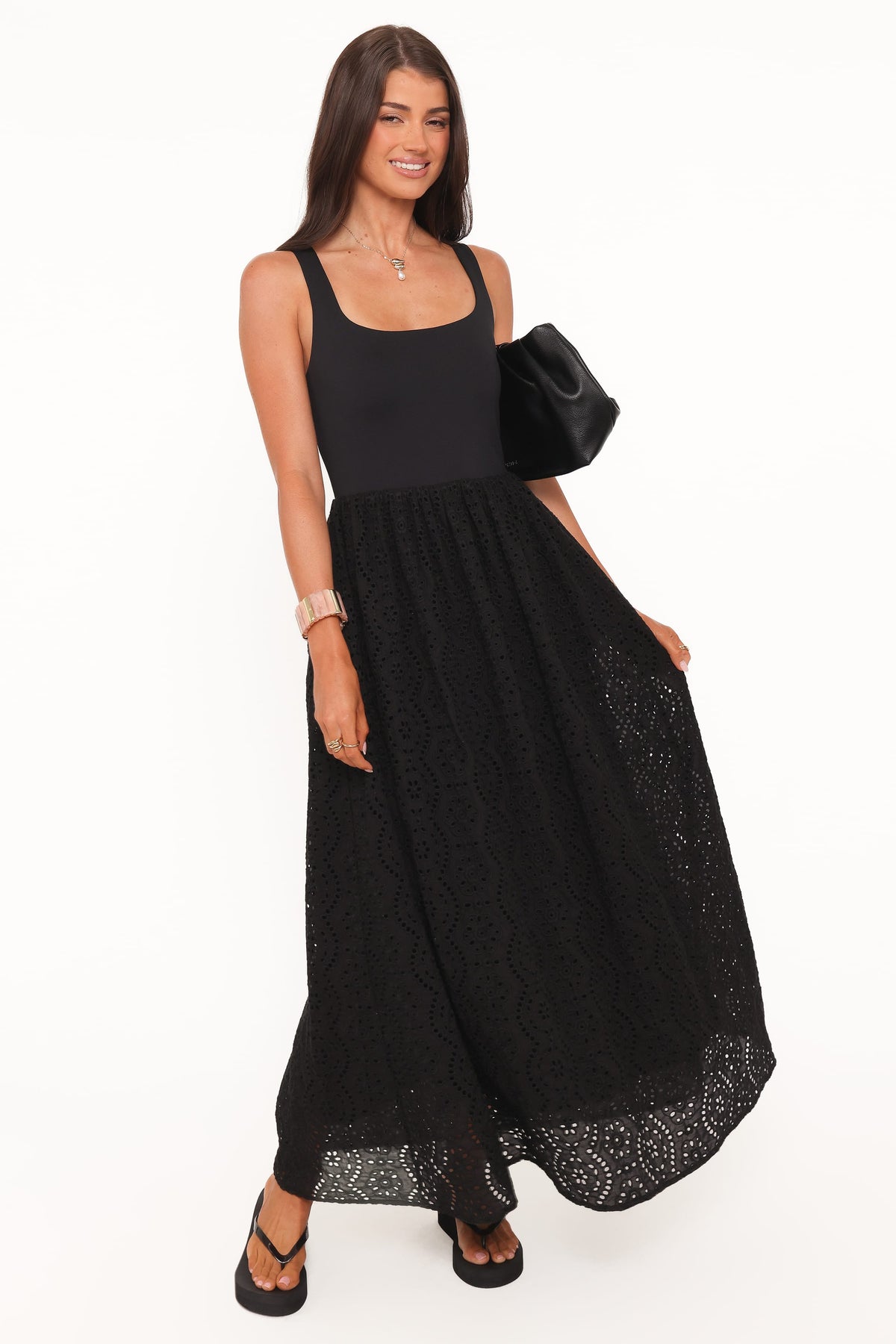 Alva Midi Dress in Black Broderie – view 2 of 8