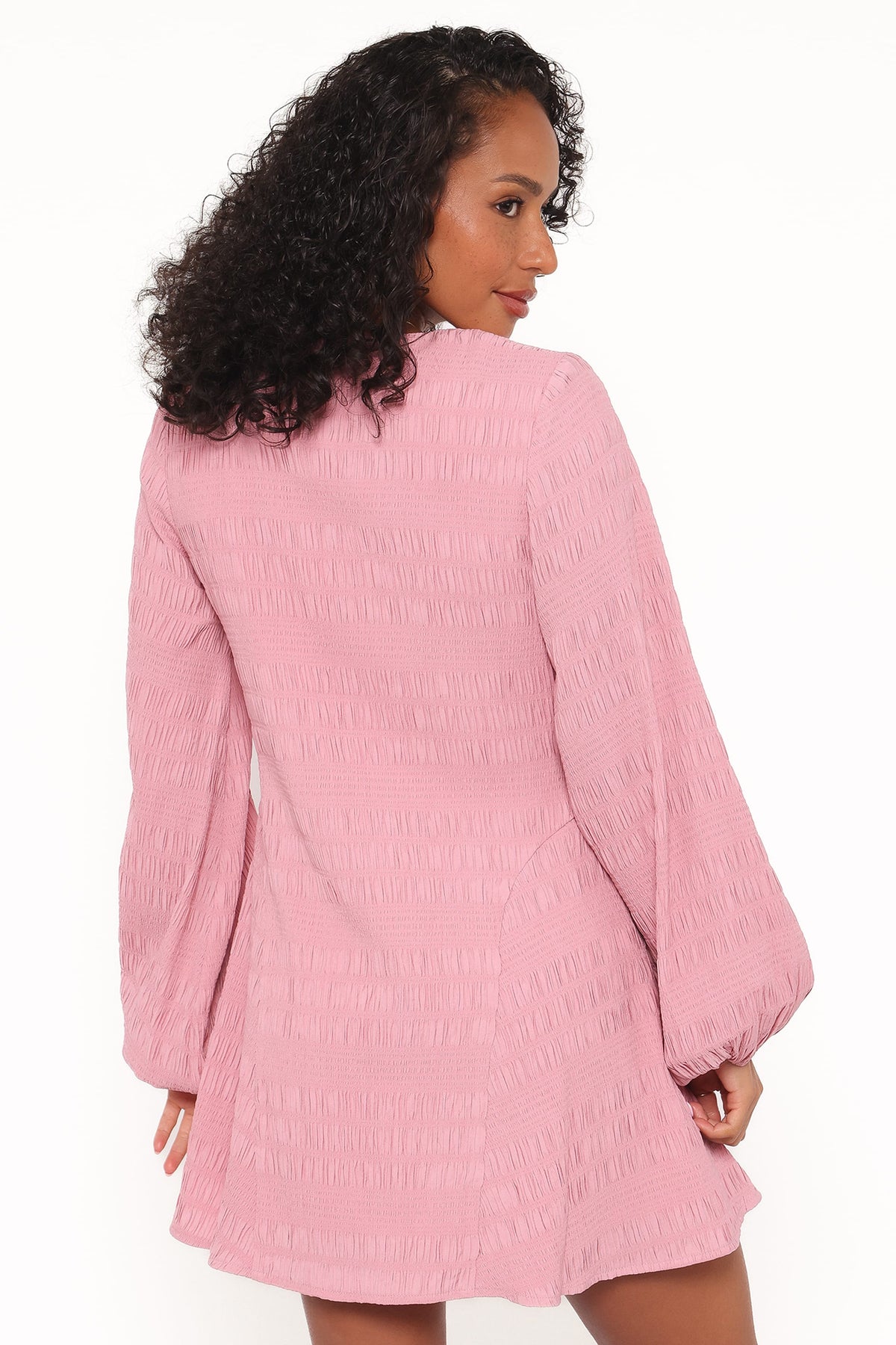 Amaya Long Sleeve Mini Dress in Pink – view 4 of 6