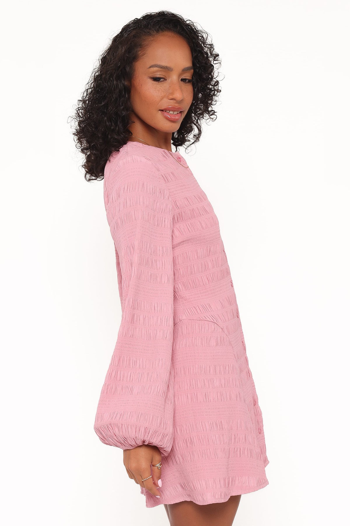 Amaya Long Sleeve Mini Dress in Pink – view 3 of 6