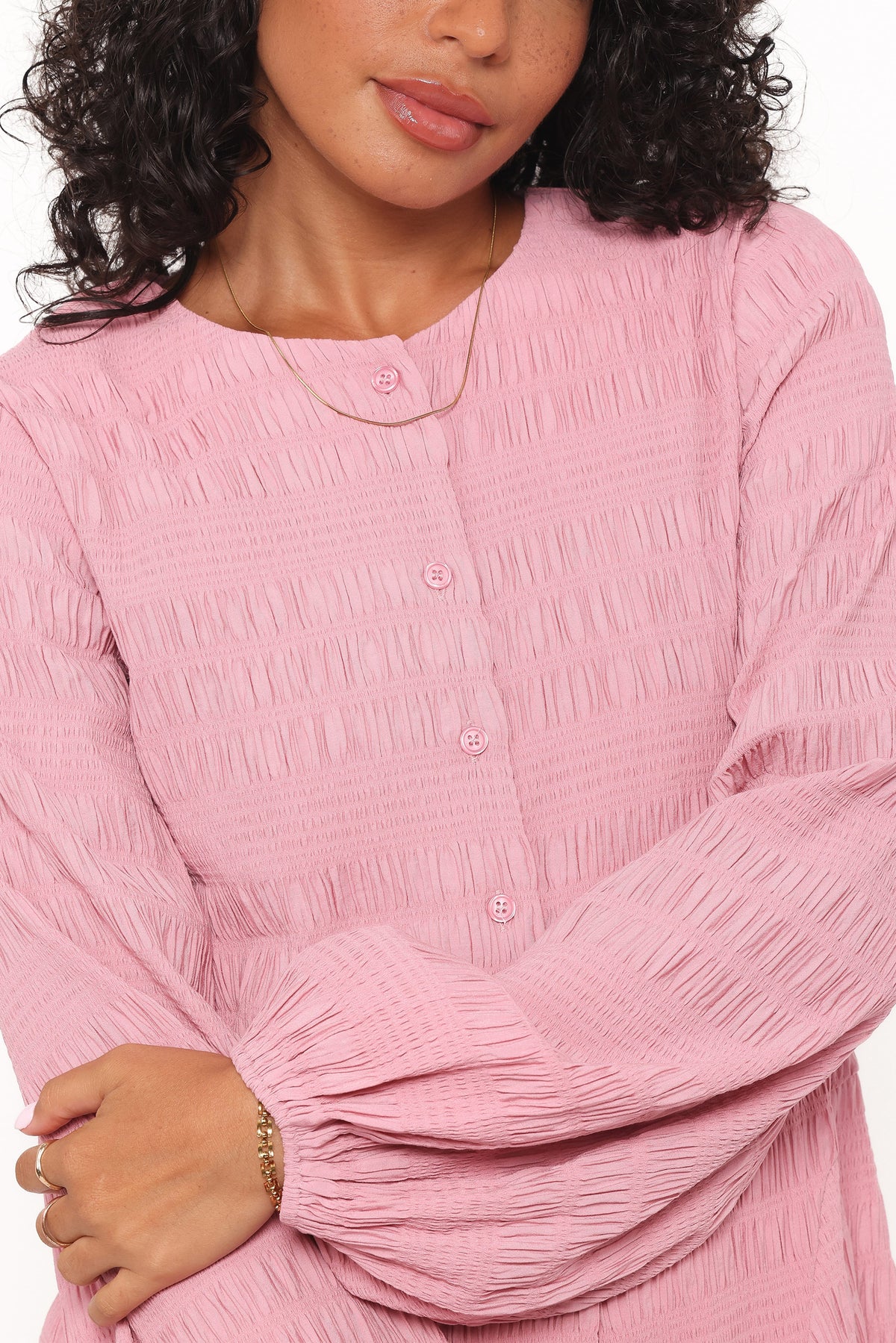 Amaya Long Sleeve Mini Dress in Pink – view 2 of 6