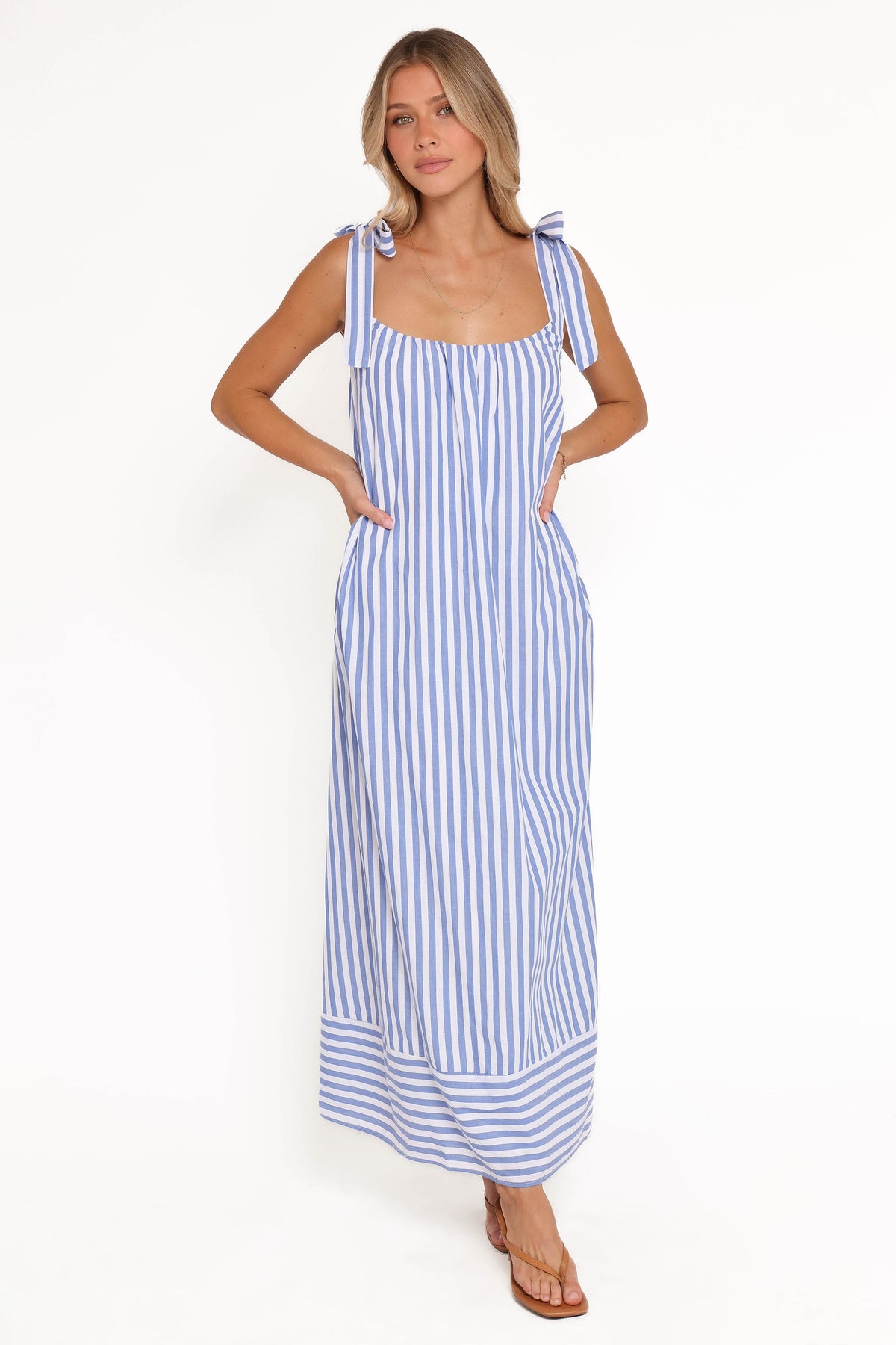 Amber Maxi Dress in Navy White Stripe – view 6 of 8