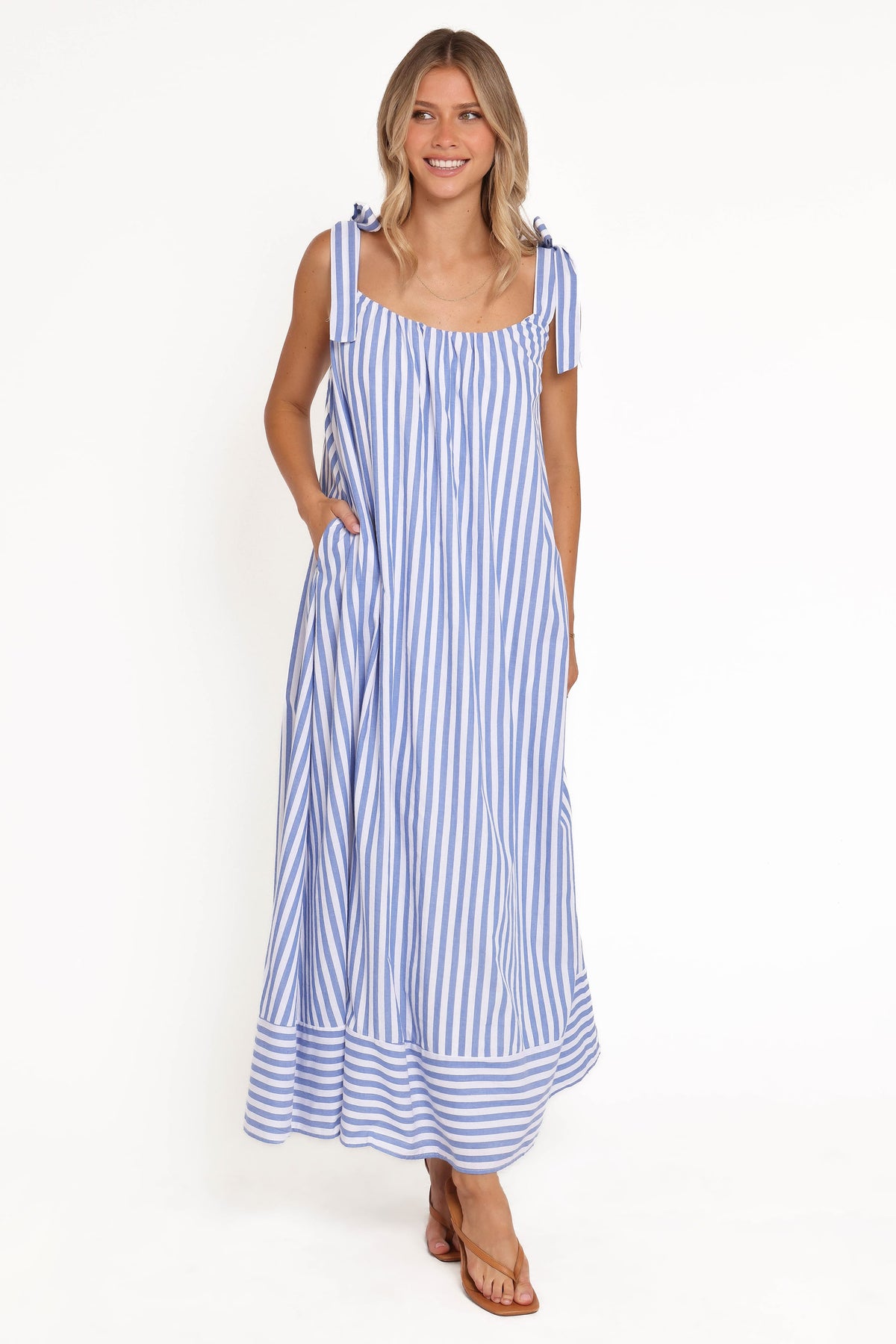 Amber Maxi Dress in Navy White Stripe – view 2 of 8
