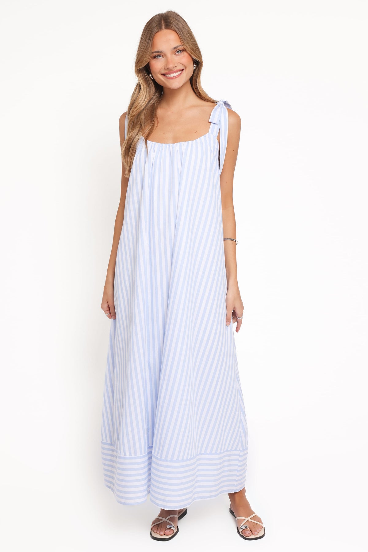Amber Maxi Dress in Pale Blue Stripe – view 1 of 6