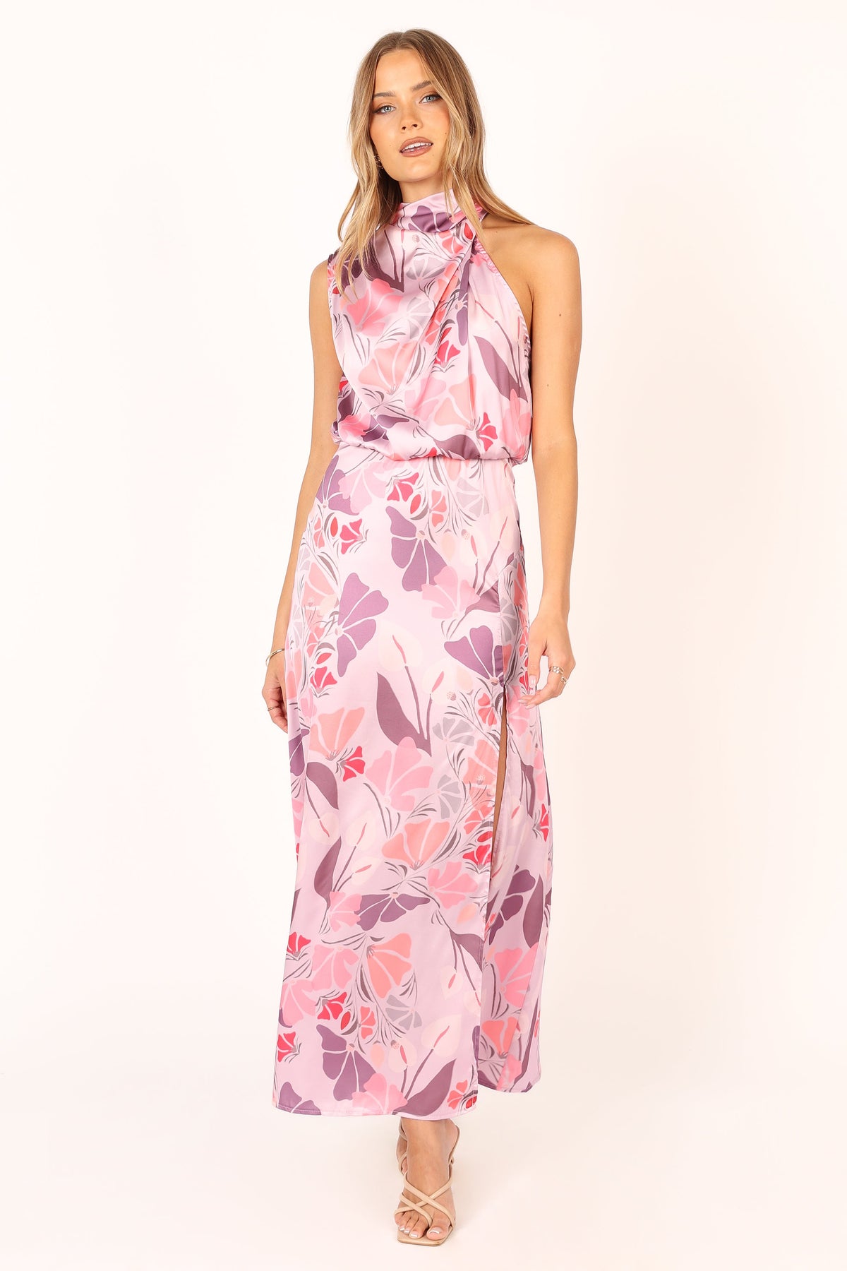 Amelia Halterneck Maxi Dress in Pink Floral – view 1 of 13