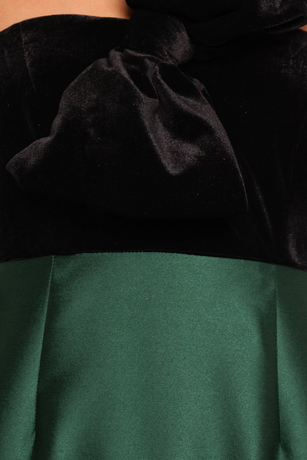 Amelie Bow Front One Shoulder Midi Dress in Black/Emerald – view 7 of 7