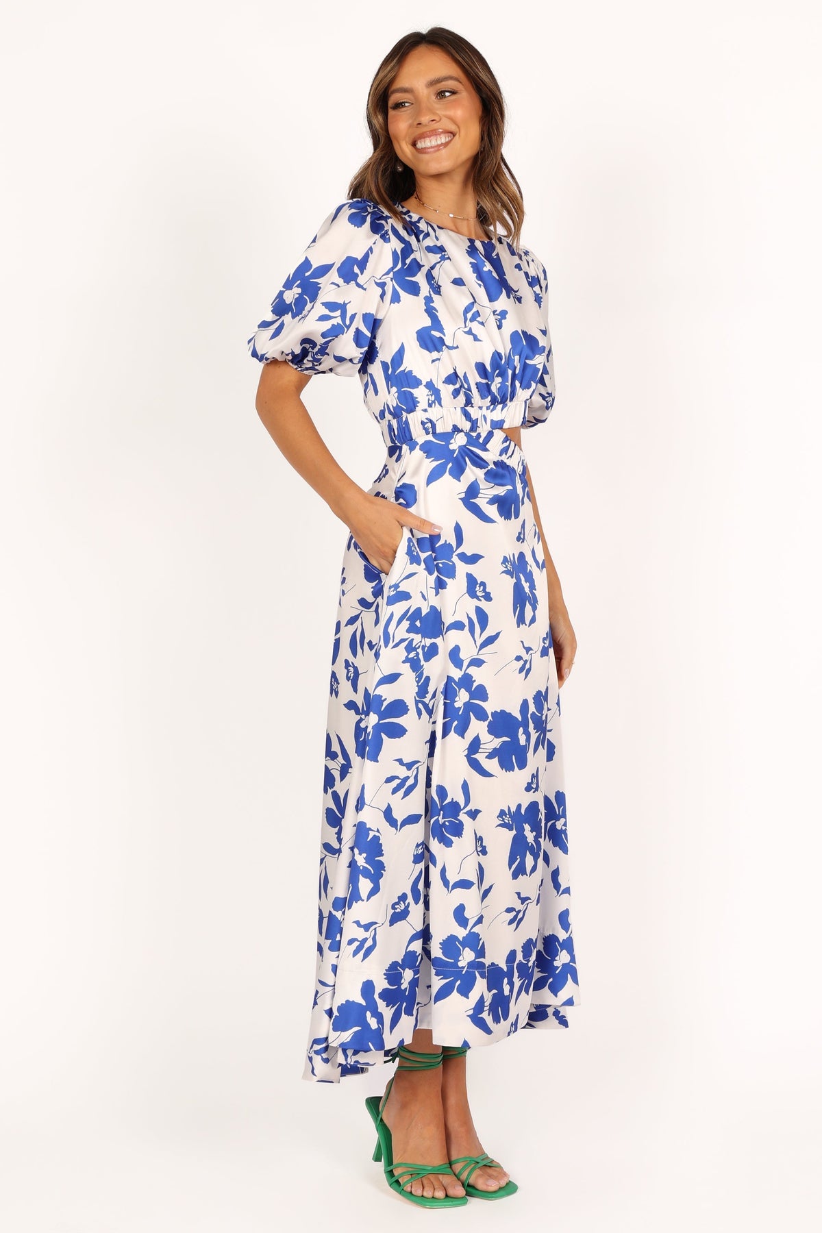 Aminah Puff Sleeve Dress in Blue Floral – view 8 of 9