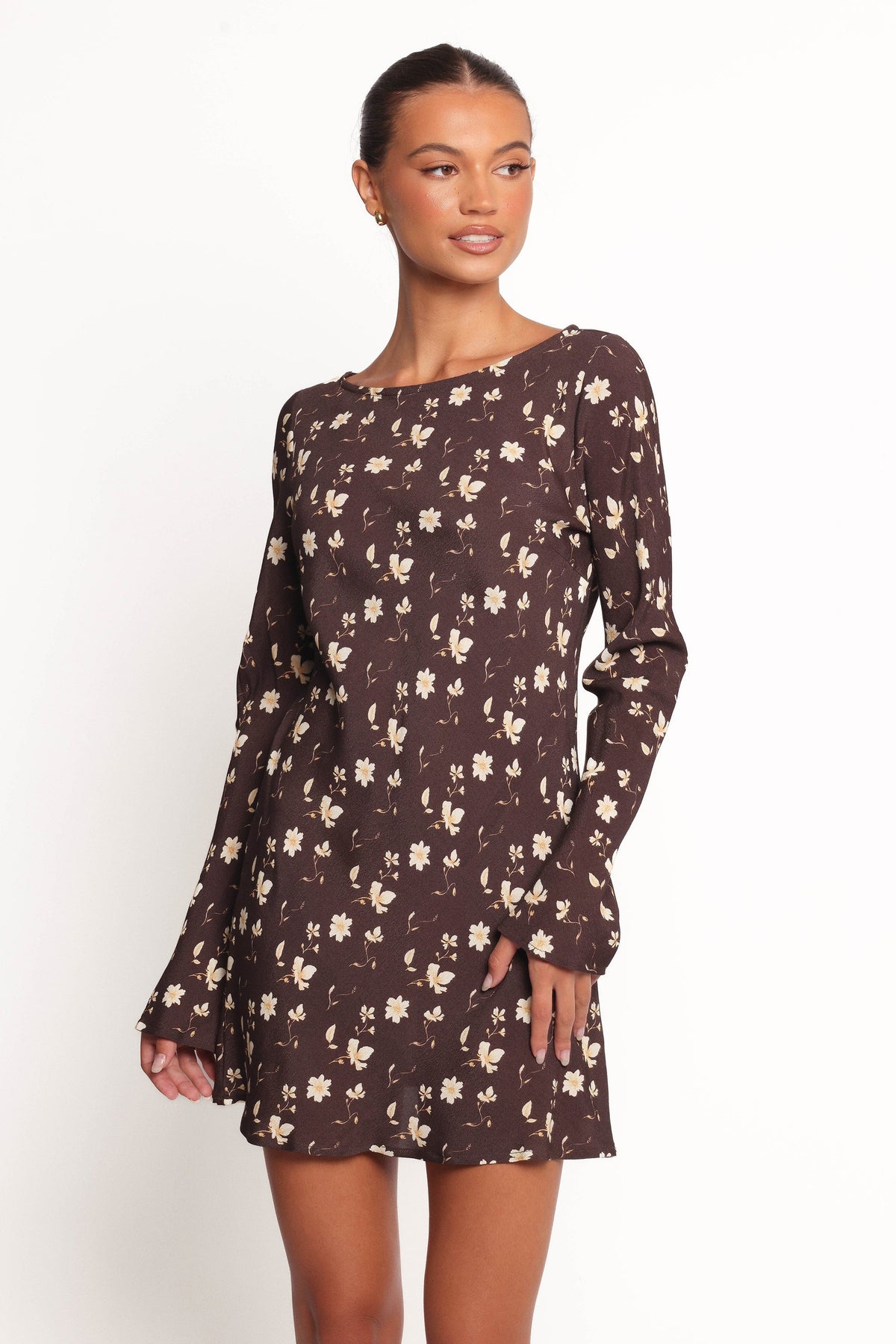Amity Mini Dress in Brown Floral – view 2 of 8