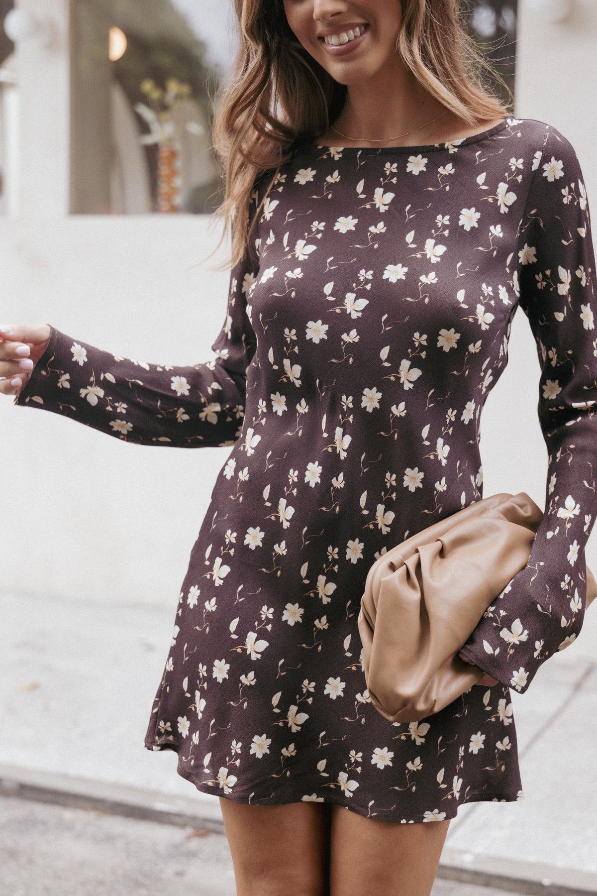Amity Mini Dress in Brown Floral – view 8 of 8