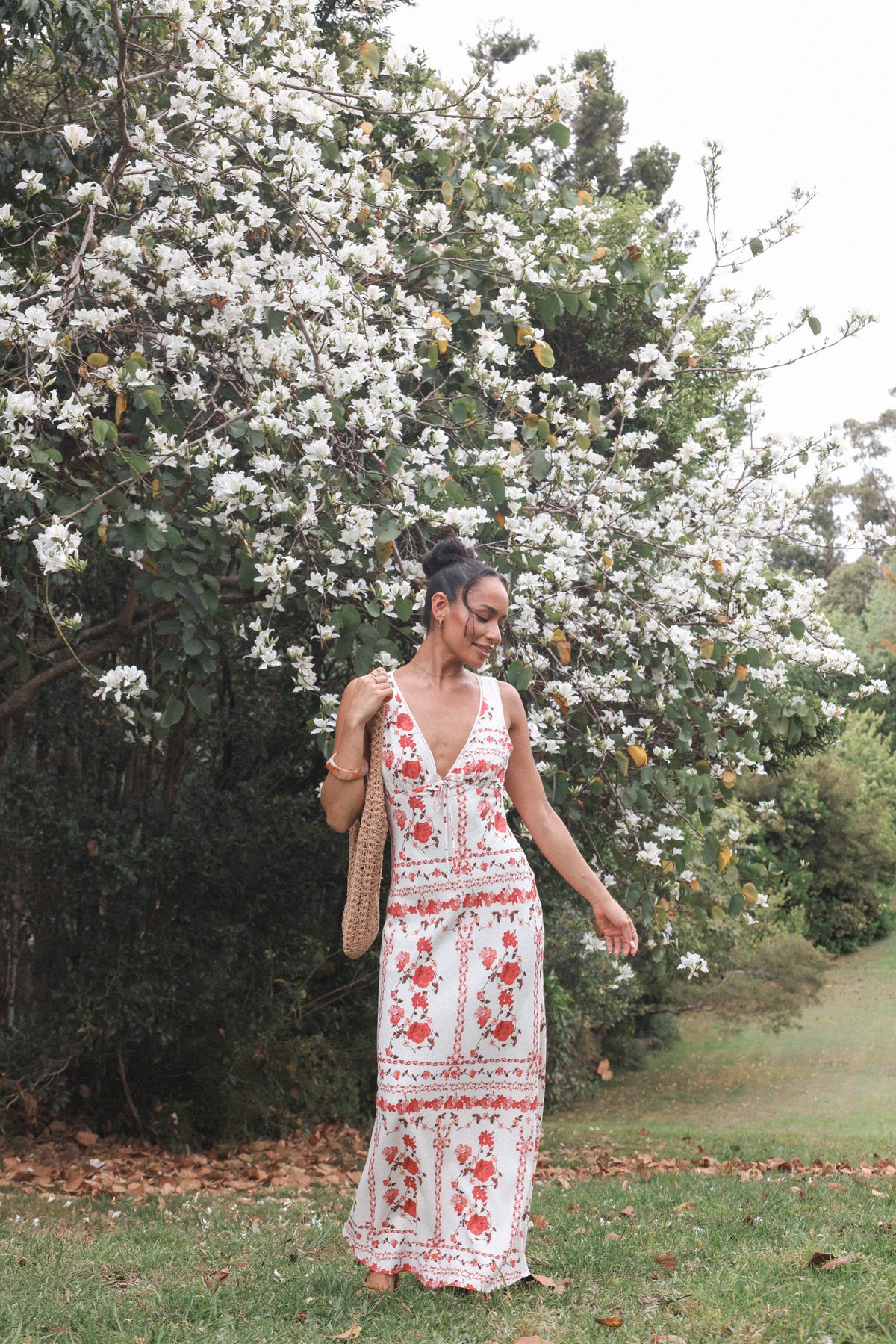 Amore Bias Cut Maxi Dress in Red Rose – view 1 of 8