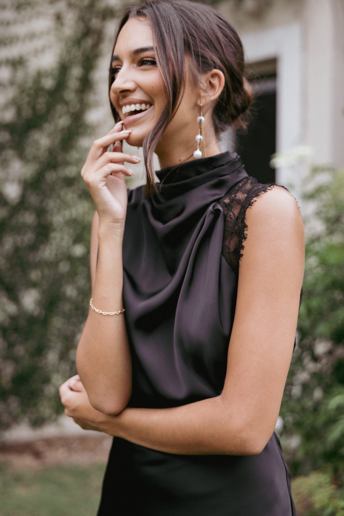 Anabelle Halter Neck Lace Maxi Dress in Black – view 9 of 9