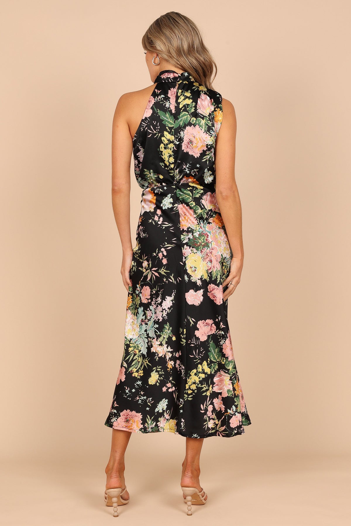 Anabelle Halter Neck Midi Dress in Black Floral – view 3 of 7